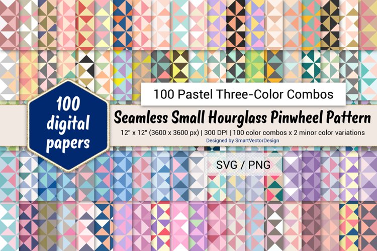 Seamless Small Hourglass Paper-100 Pastel Three-Color Combos example image 1