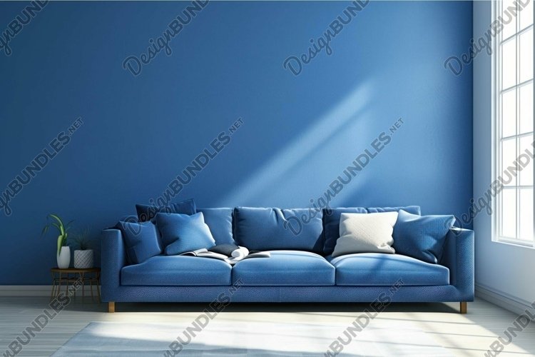 Modern blue living room with elegant sofa example image 1