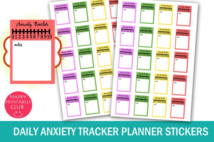 Daily Anxiety Tracker Planner Stickers I Health Stickers example image 1