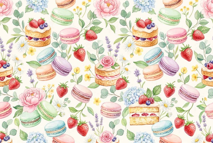 Watercolor seamless repeat pattern Mothers Day