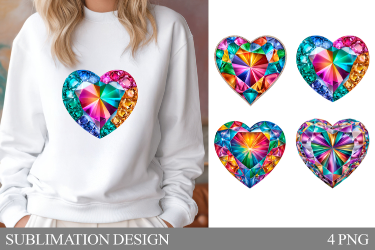 Gemstone Heart T-Shirt Design. Valentine Heart Sublimation