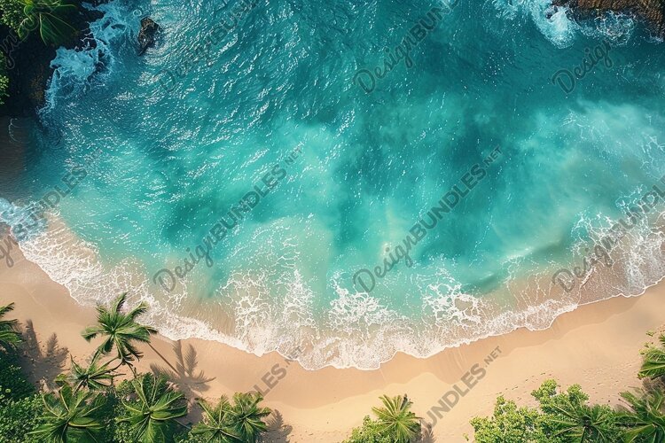 Aerial view turquoise ocean. Summer background. High photo example image 1