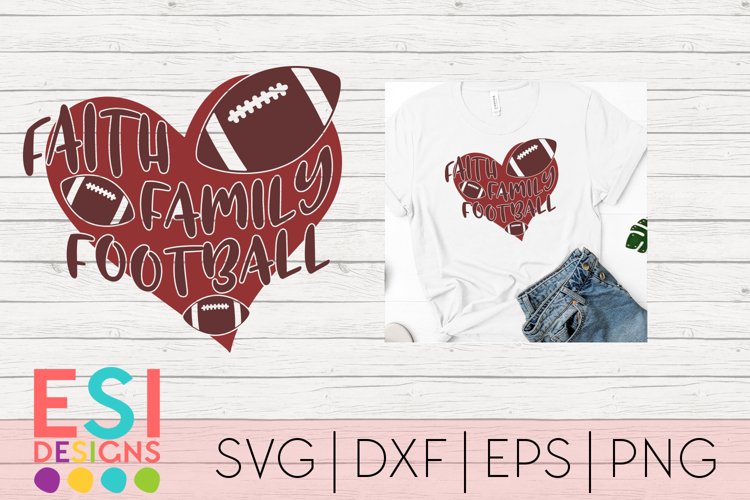 Faith, Family, Football|SVG, DXF, EPS & PNG example image 1