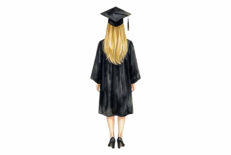 Young Woman Graduate Viewed from Behind Clipart