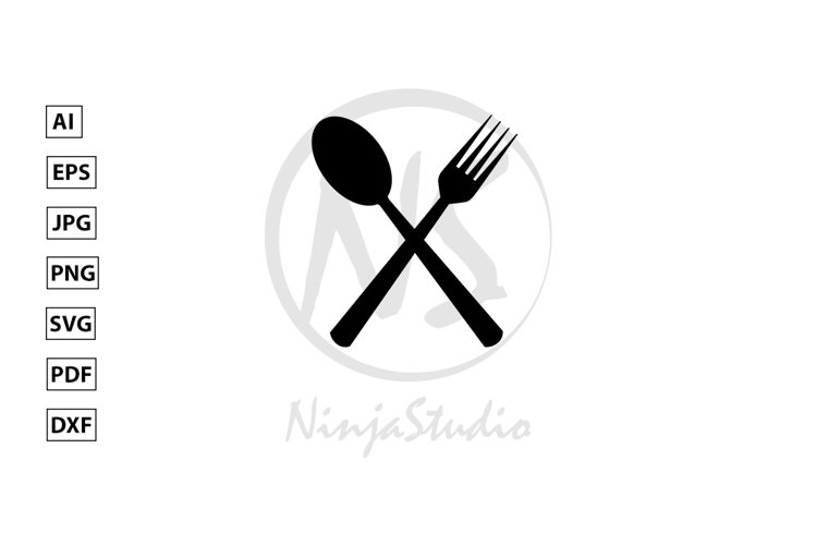 Spoon & Fork Icon In Flat Style Vector example image 1