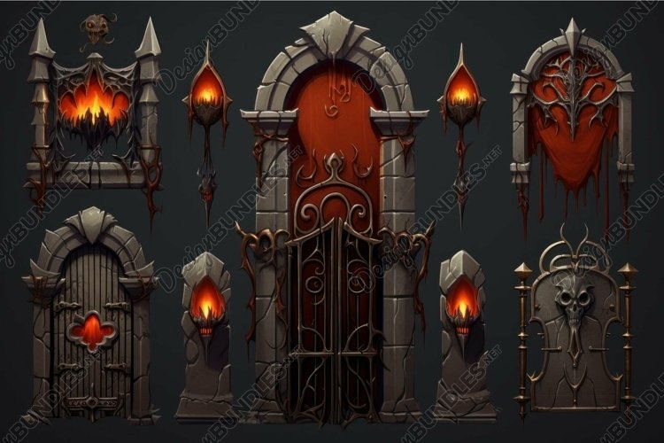 Gothic gate collection with fiery hearts motif example image 1