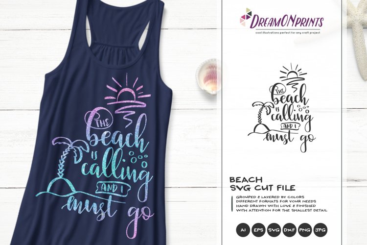 Beach SVG Cut Files | The Beach is Calling example image 1