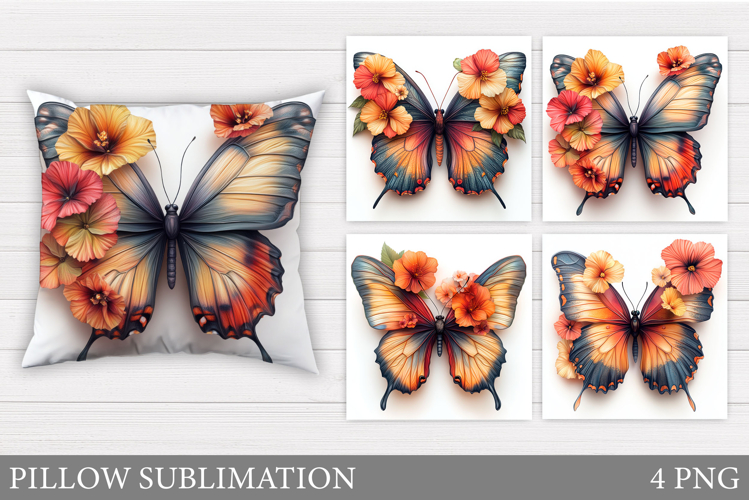 Butterfly Flowers Sublimation. Butterfly Pillow Sublimation