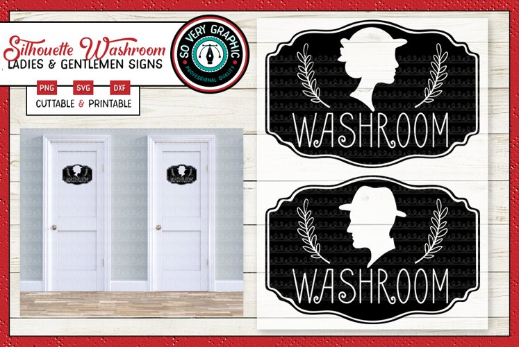 Silhouette Cameo Washroom Signs | Ladies & Mens Room | SVG example image 1