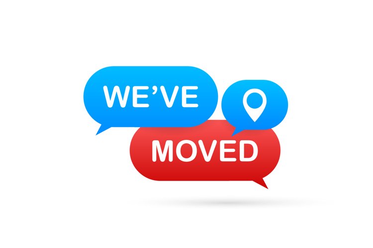 Moving office sign. We have moved text on colorful search example image 1