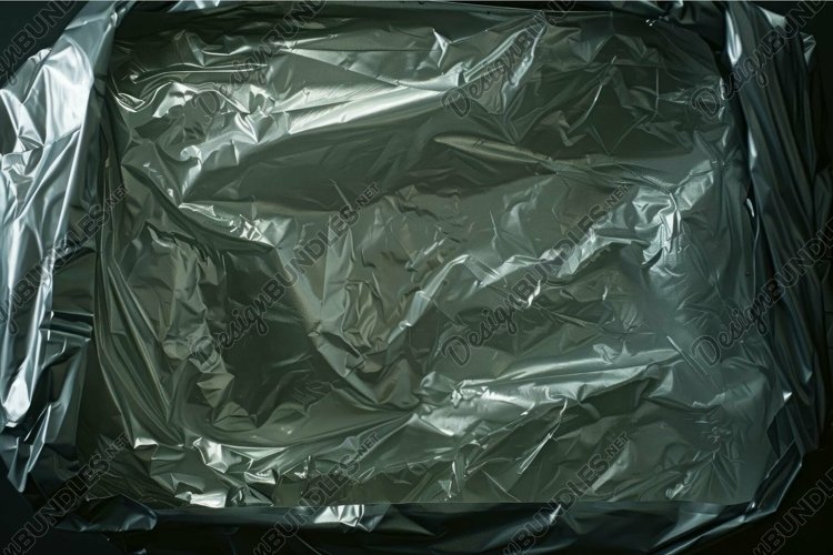 Crumpled aluminum foil is covering a baking tray