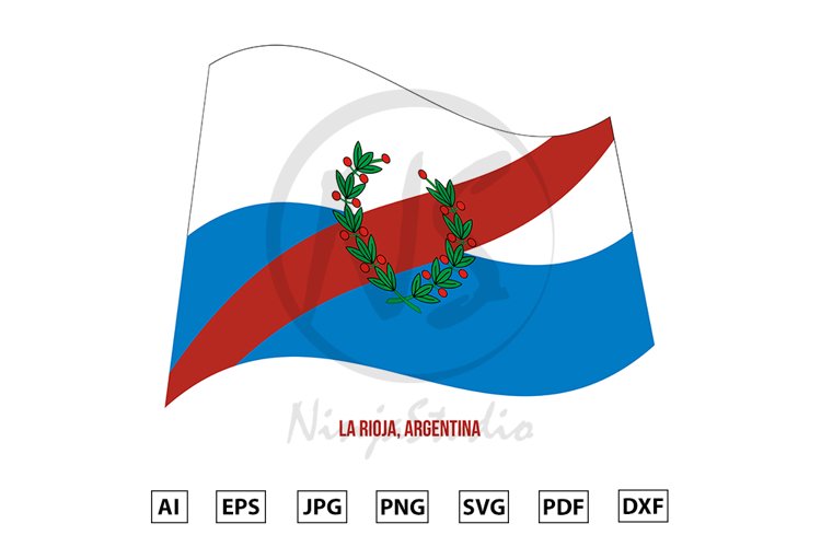 La Rioja Flag Waving Vector. Flag of Argentina Provinces example image 1