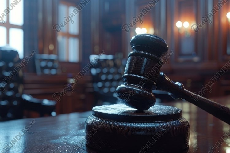 Wooden Gavel in Court Background Wallpaper example image 1