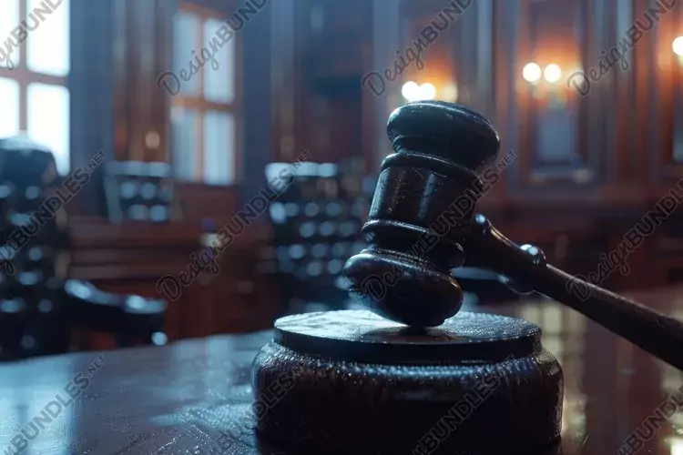 Wooden Gavel in Court Background Wallpaper