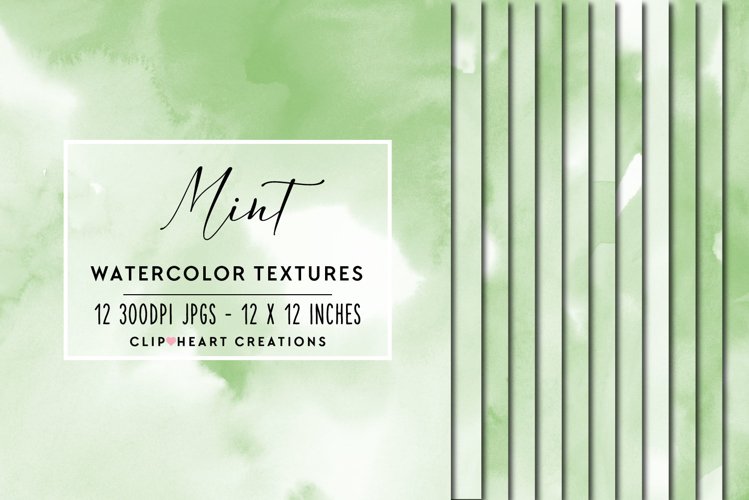 Mint Watercolor Digital Papers example image 1