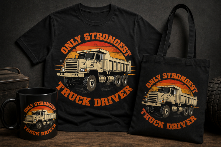 Only Strongest Truck Driver PNG | Dump Truck Vintage Design