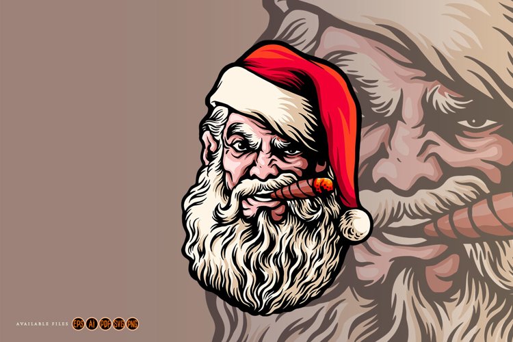 Santa Claus Smoking Merry Christmas example image 1