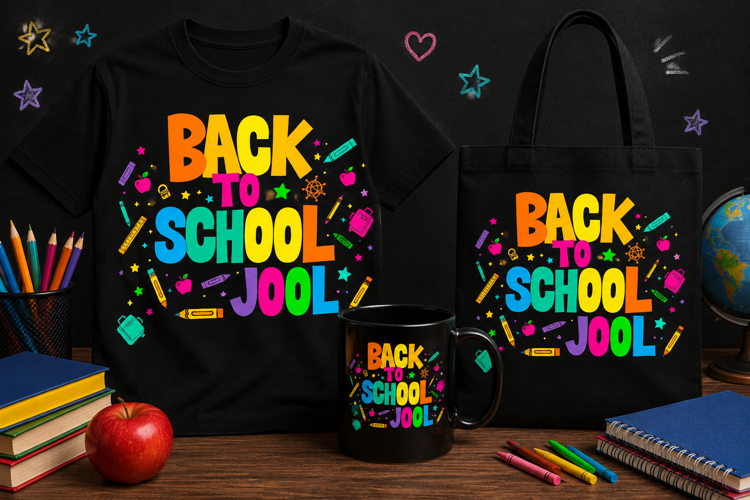 Back to School Joy PNG, Colorful School Supplies Design