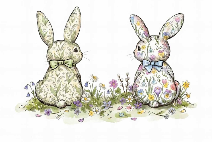 Easter Bunny Couple Love
