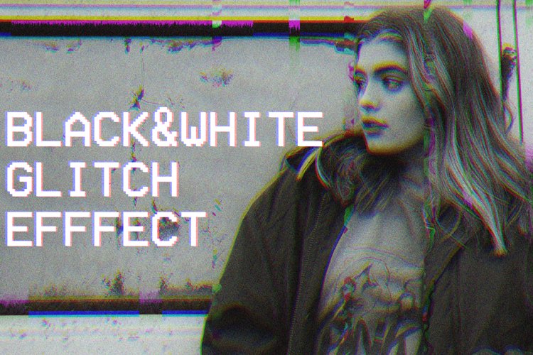 Black and White Glitch - Photoshop Template example image 1