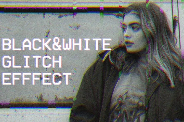 Black and White Glitch - Photoshop Template