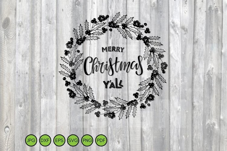 Christmas SVG. Holly berry Wreath SVG. Nature border. example image 1