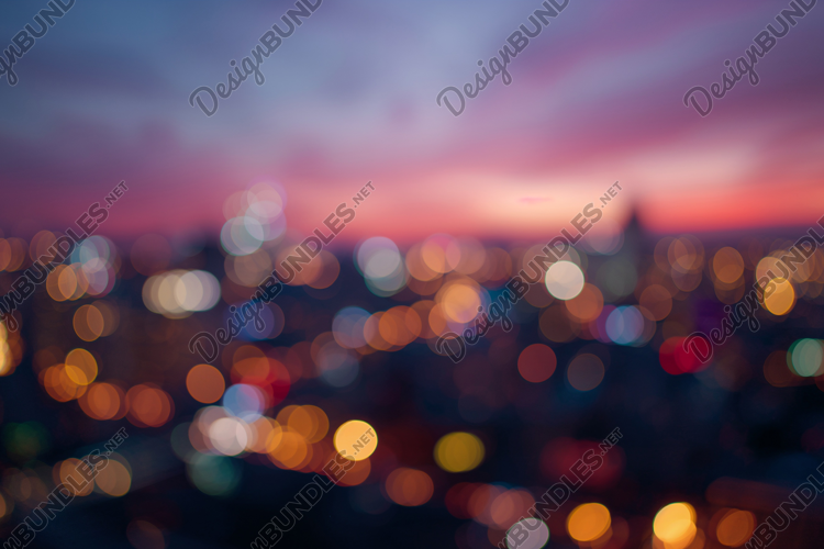 City Skyline with Bokeh Lights Background