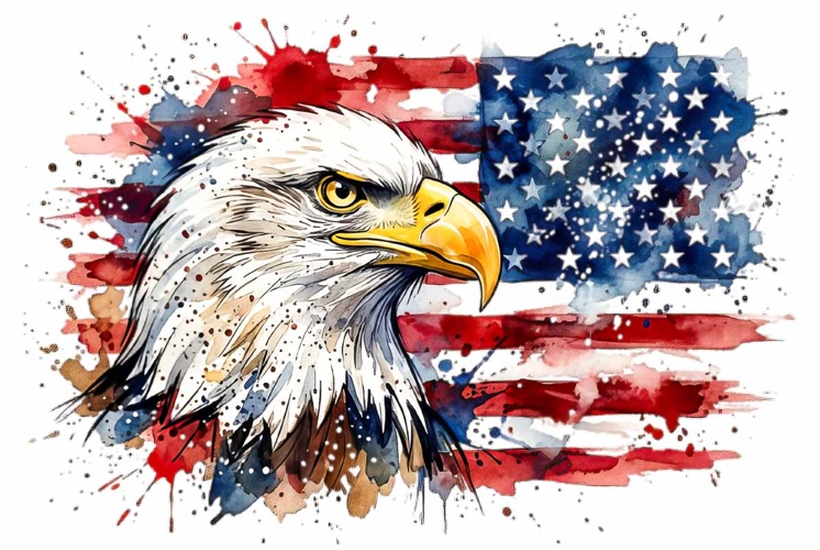 Bald Eagle Portrait Watercolor sublimation