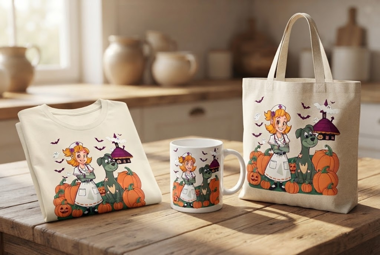 Halloween Nurse & Dog PNG | Cute Pumpkin Spooky Clipart