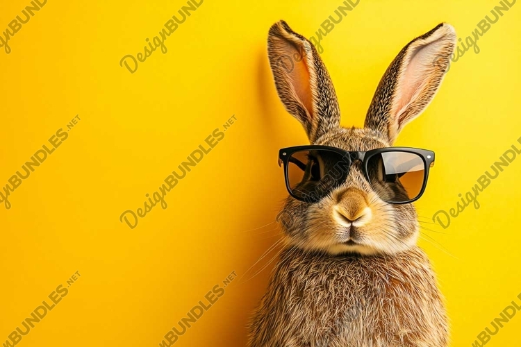 Cool bunny with glasses on the eve of Easter