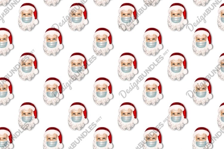 Santa Claus wearing face mask Seamless Christmas pattern example image 1