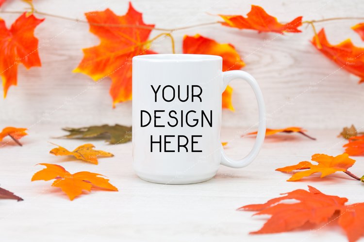 Mug Mockup 15 Oz Blank White Coffee Cup Fall Mock up example image 1