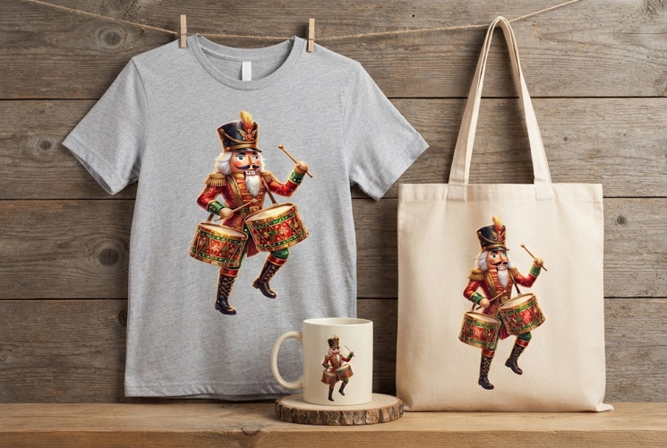 Nutcracker Drummer Playing Drums Christmas Art