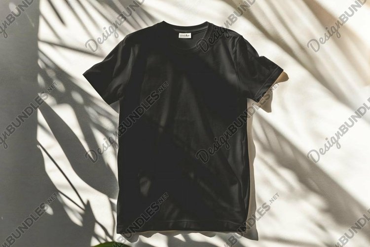 Black T-shirt Mockup Flat Lay