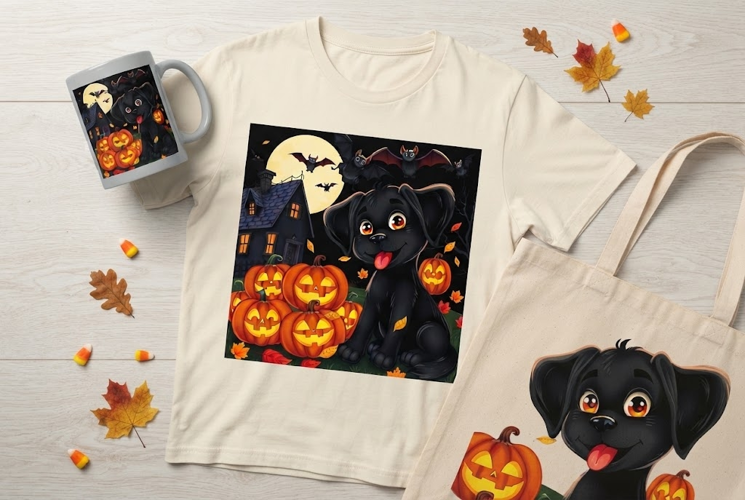 Cute Black Lab Puppy Halloween Design