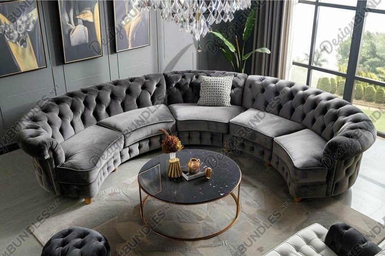 Elegant modern living room interior with luxurious sofa example image 1