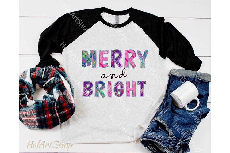 Merry And Bright Sublimation PNG, Christmas design png