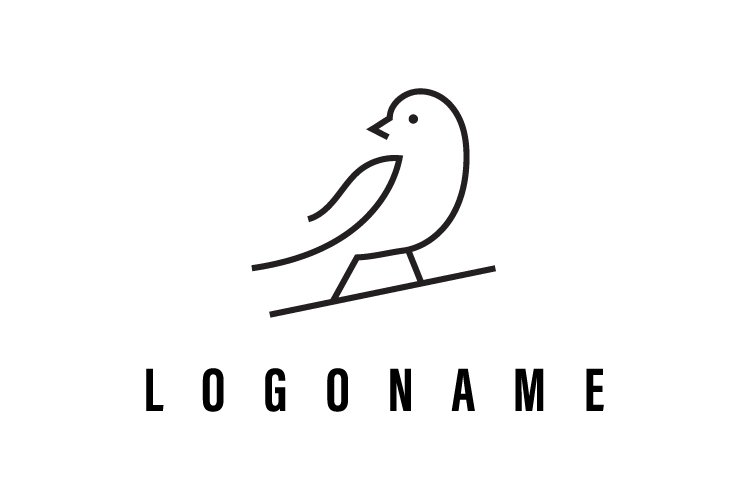 Bird minimal one line vector logo template - Eps 10 example image 1