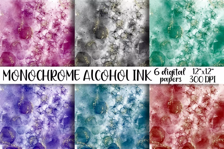Monochrome Alcohol Ink Digital paper