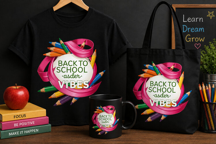 Back to School Vibes PNG, Colorful Pencil School Design example image 1