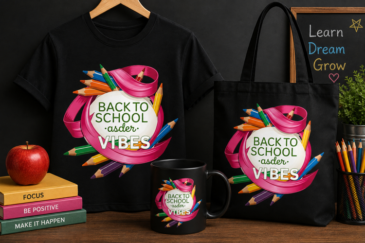 Back to School Vibes PNG, Colorful Pencil School Design