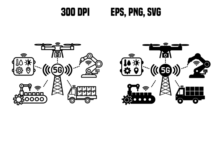 Industrial 5G Connection Icons