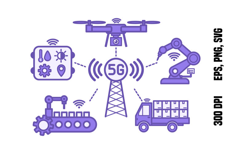 Purple Industrial 5G Connection Icon example image 1