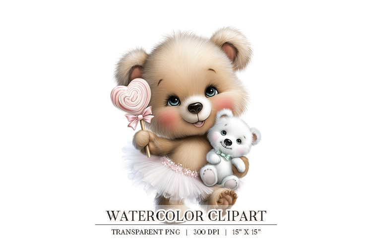Sweet Ballerina Bear Clipart PNG