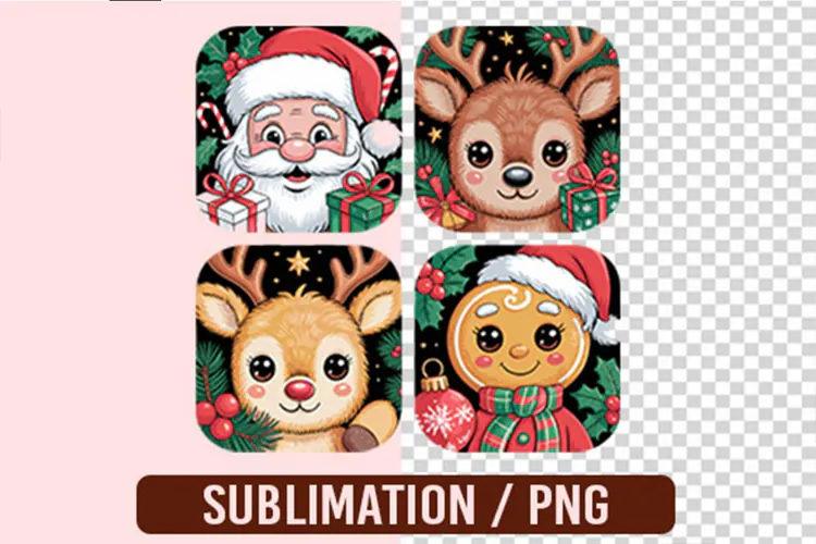 Santa Reindeer Gingerbread Snowman PNG Designs