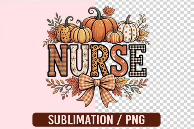 Fall Nurse Gingham Bow PNG Designs