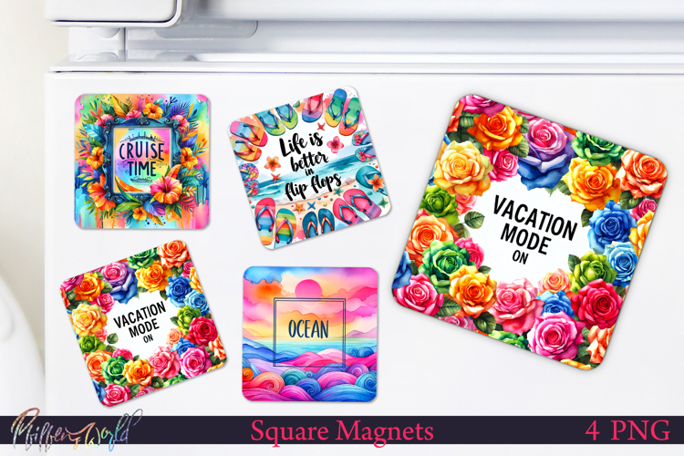Square Magnet Designs | Beach quotes | Vacation mode on