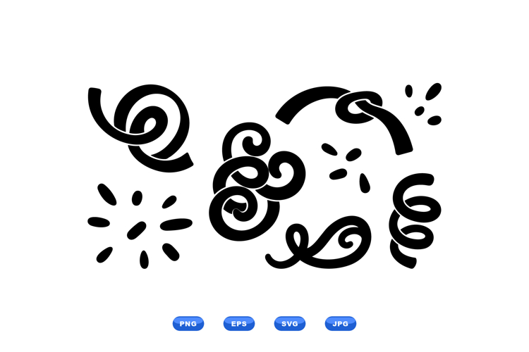 Hand Drawn Confetti And Streamers For Crafts