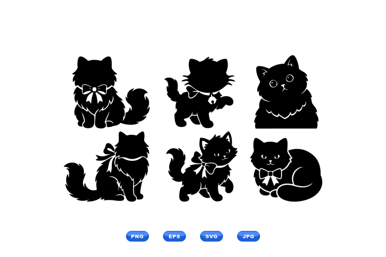Hand Drawn Cat Bow Clipart Kit For Crafts And Printables