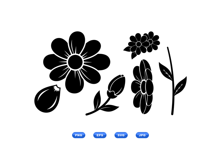 Black Floral SVG Clipart For Crafts